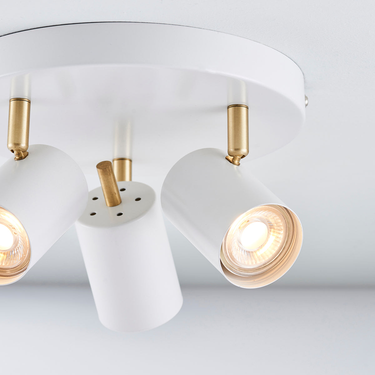 Matt white paint & satin brass plate