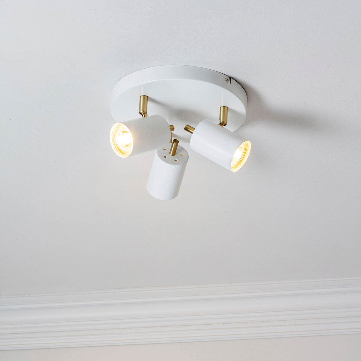 Matt white paint & satin brass plate