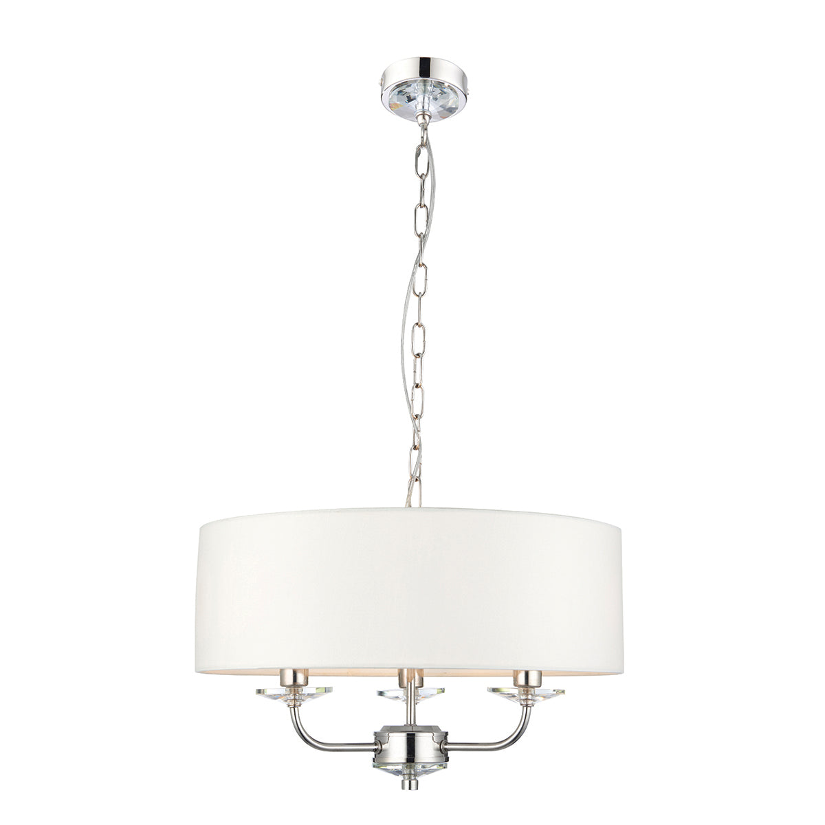 Bright nickel plate & vintage white fabric