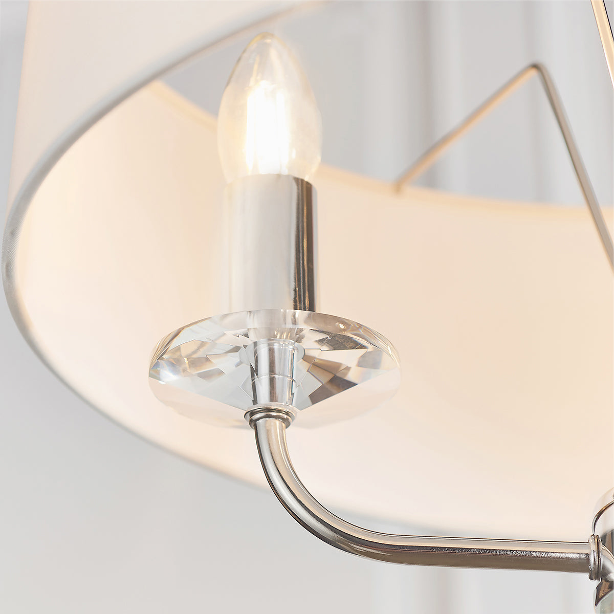 Bright nickel plate & vintage white fabric