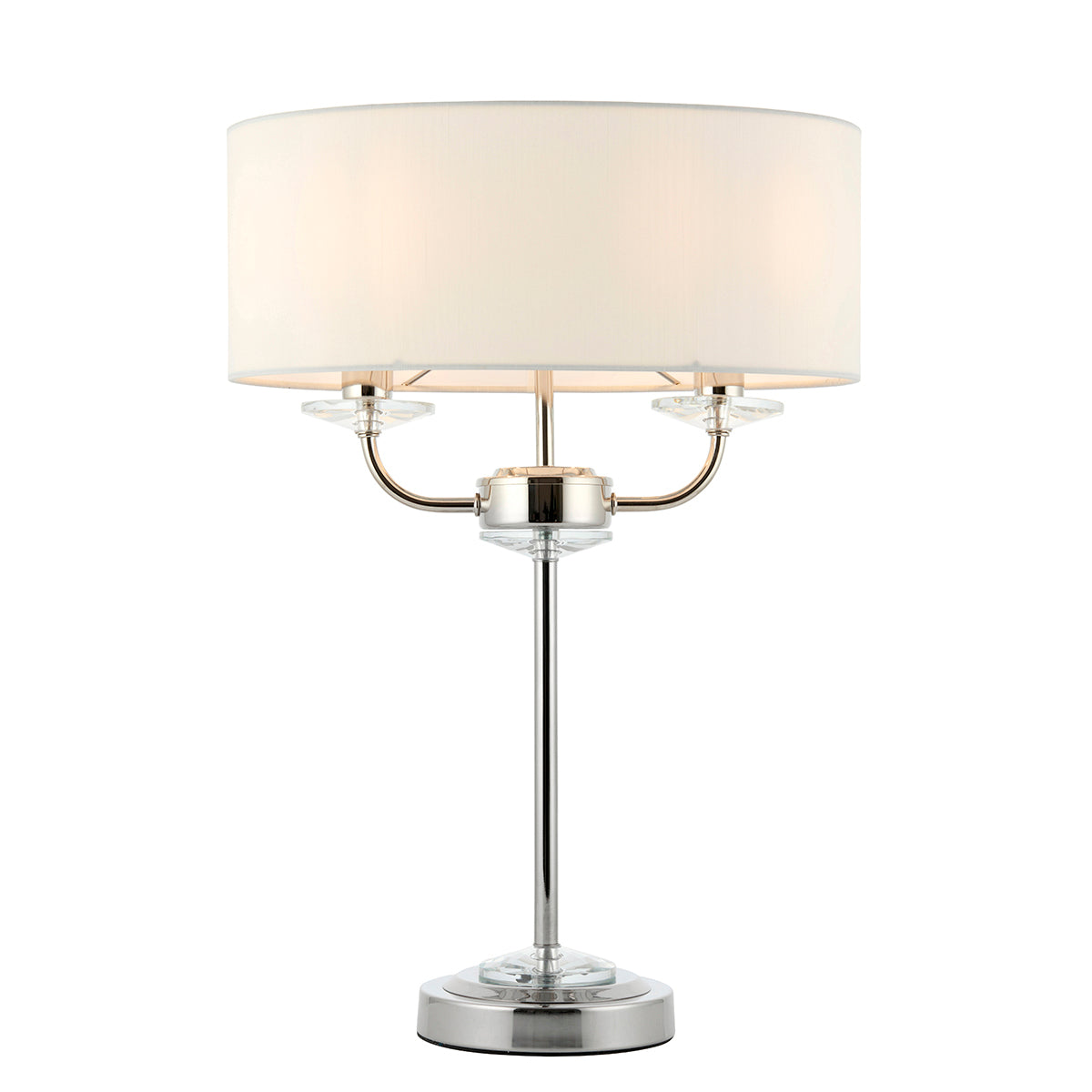 Bright nickel plate & vintage white fabric