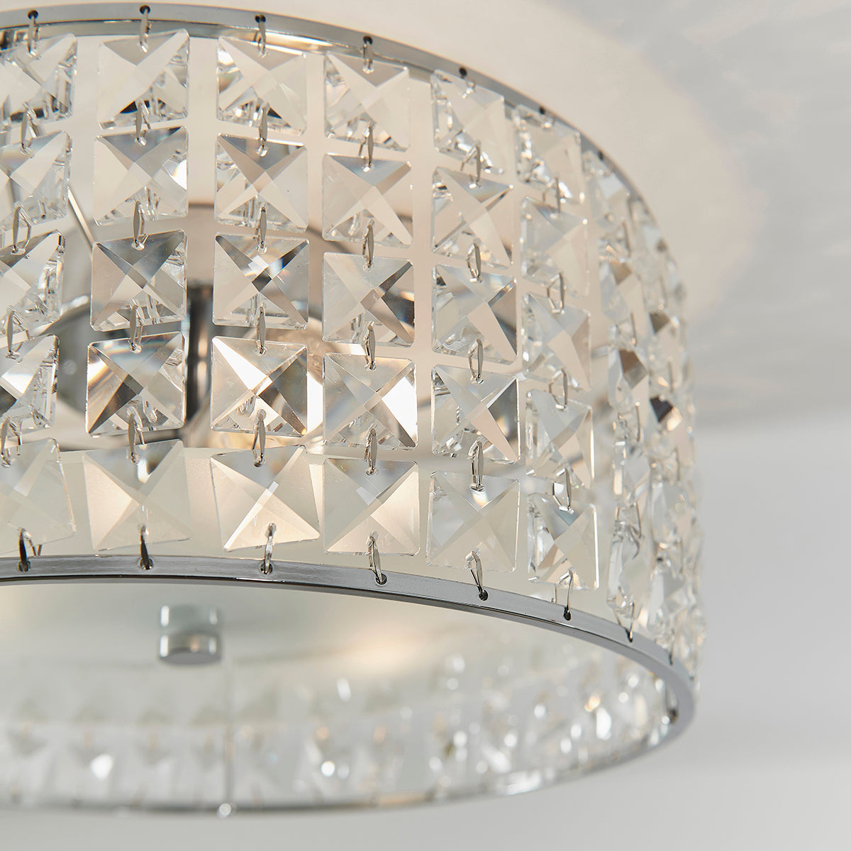 Clear crystal, frosted glass & chrome plate