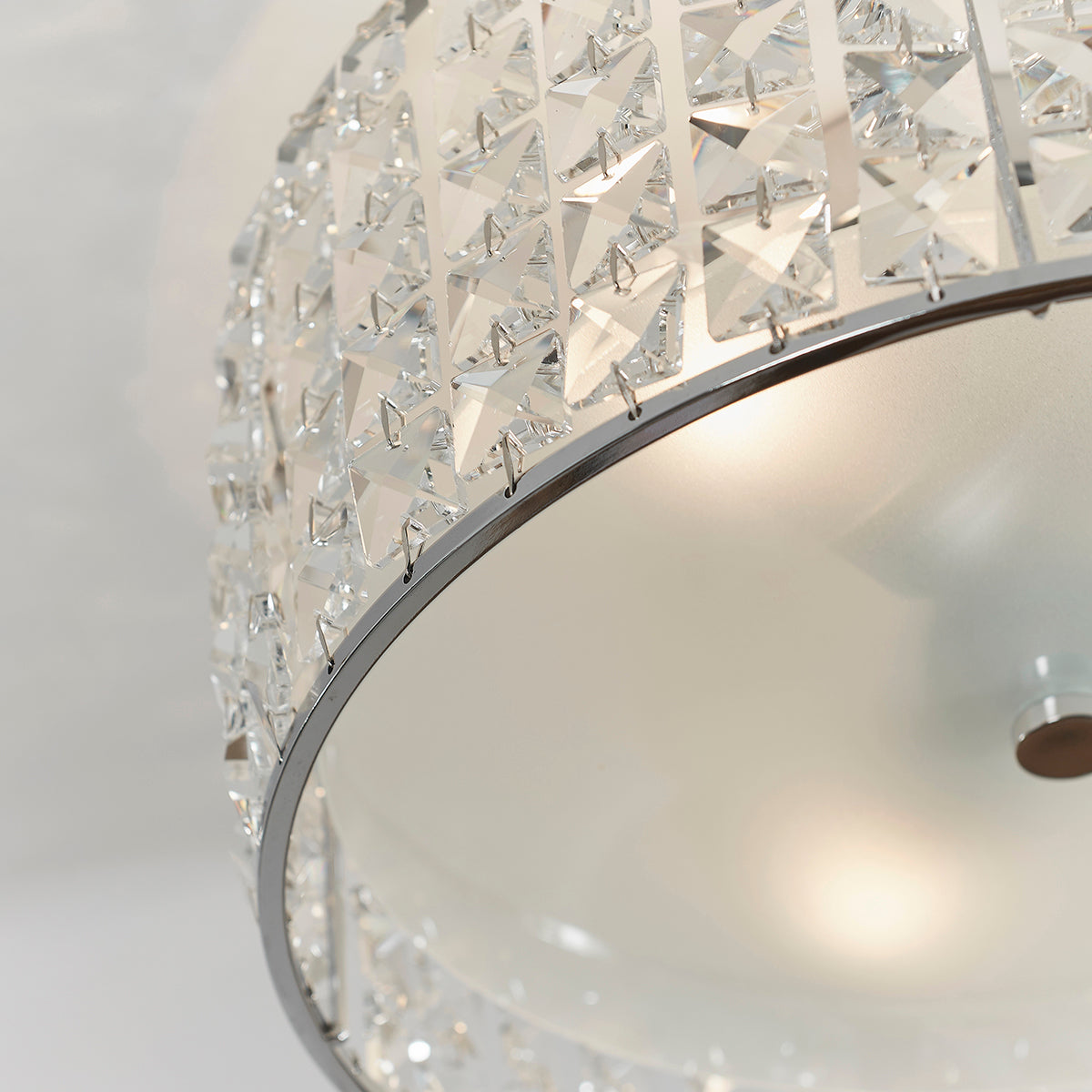 Clear crystal, frosted glass & chrome plate