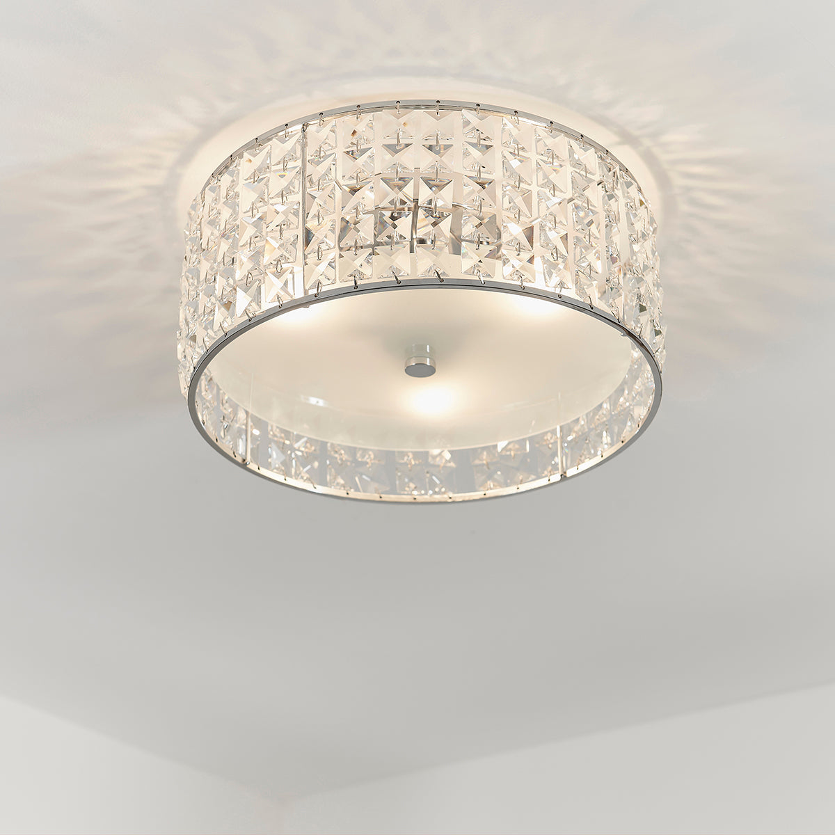 Clear crystal, frosted glass & chrome plate