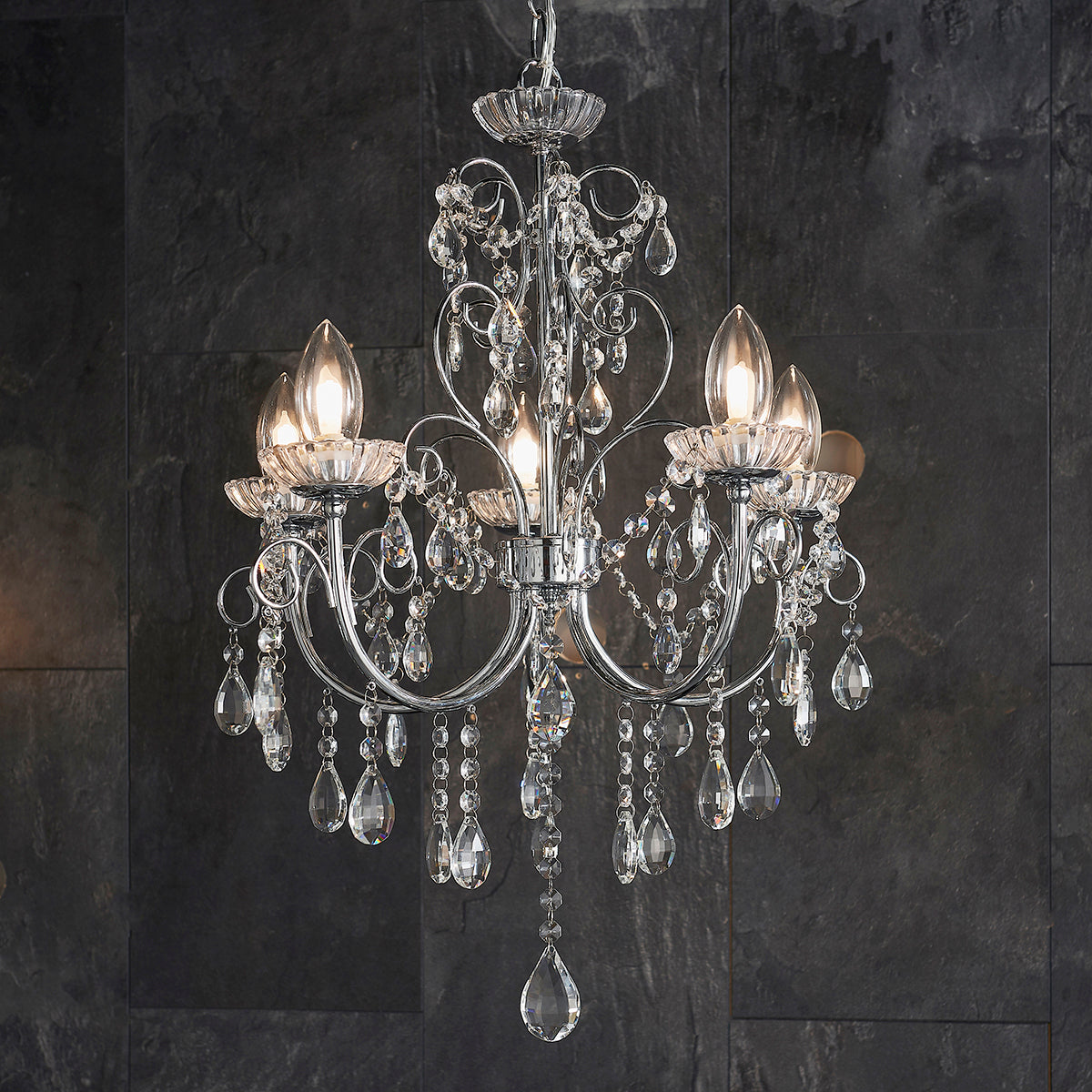 Chrome plate & clear crystal