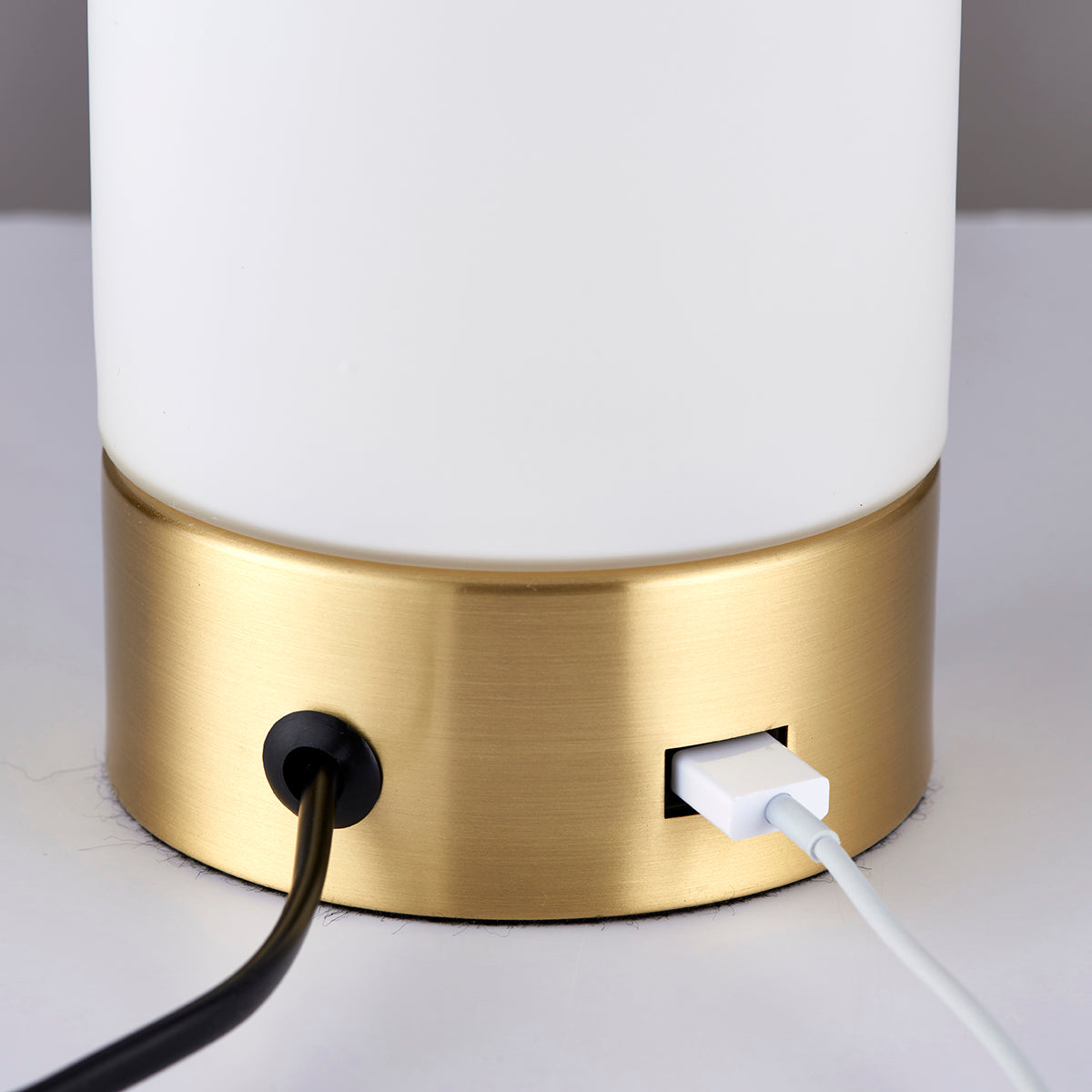 Brushed brass plate & opal glass