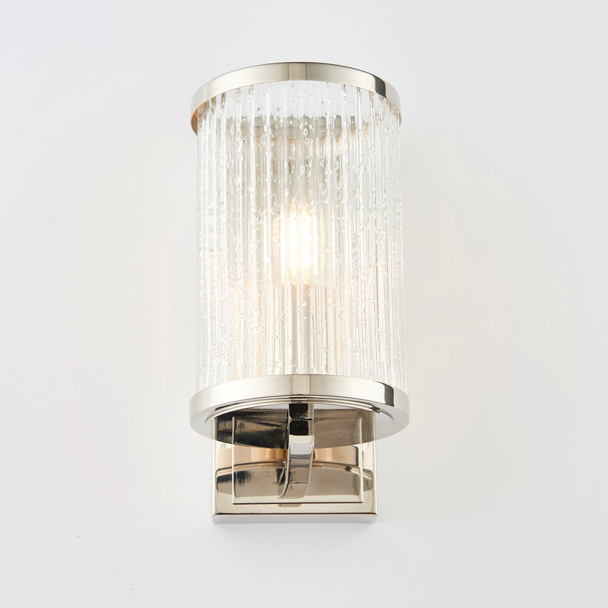 Bright nickel plate & ribbed bubble glass