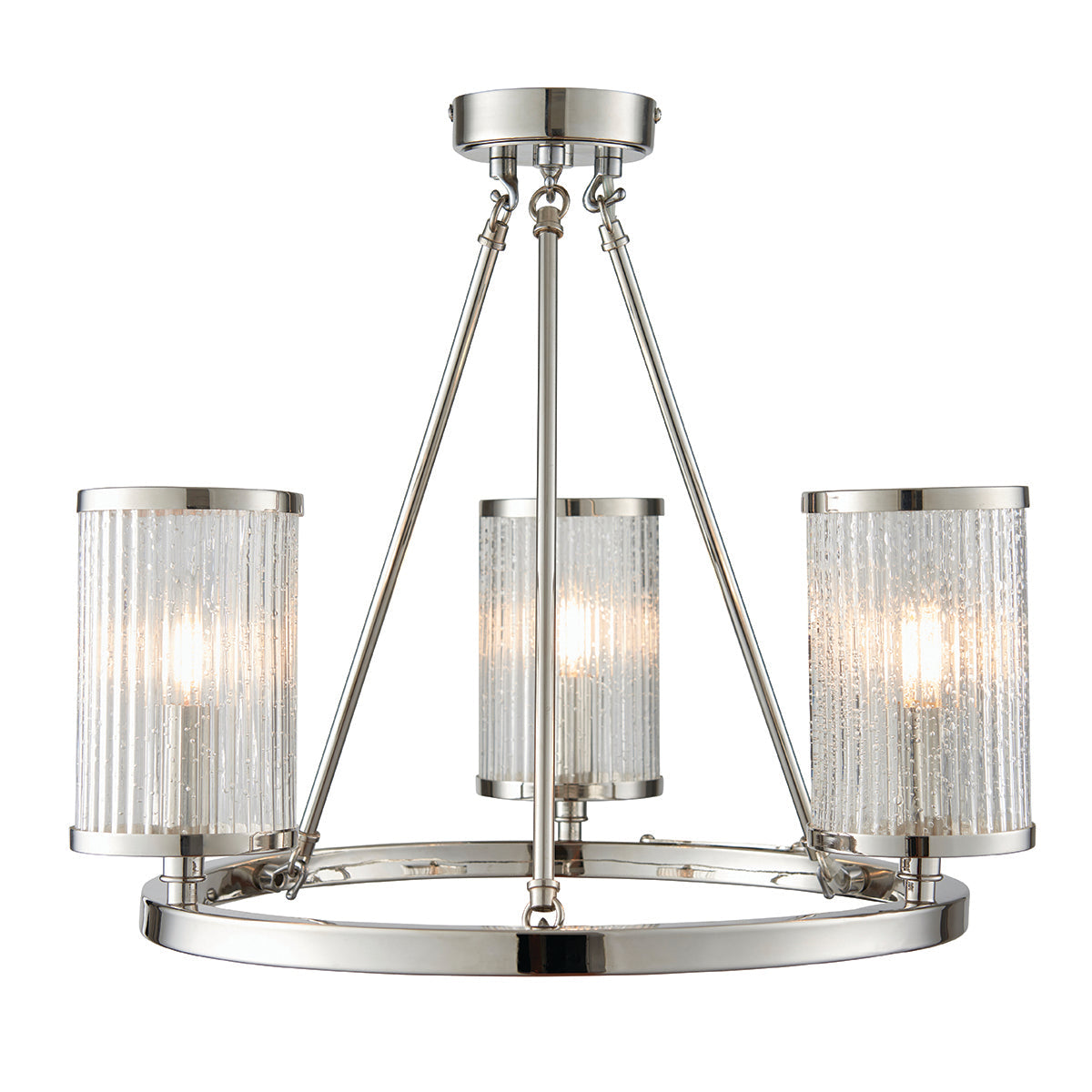 Bright nickel plate & ribbed bubble glass