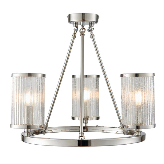 Bright nickel plate & ribbed bubble glass