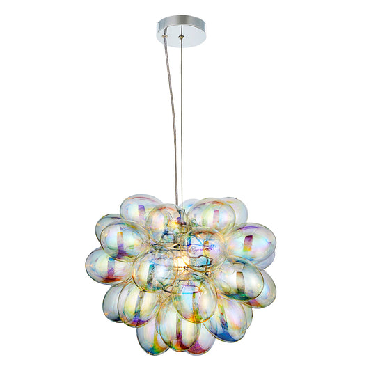Chrome plate & iridescent glass