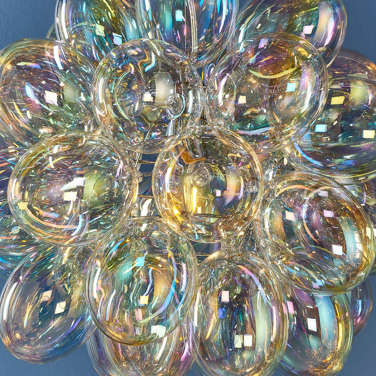 Chrome plate & iridescent glass
