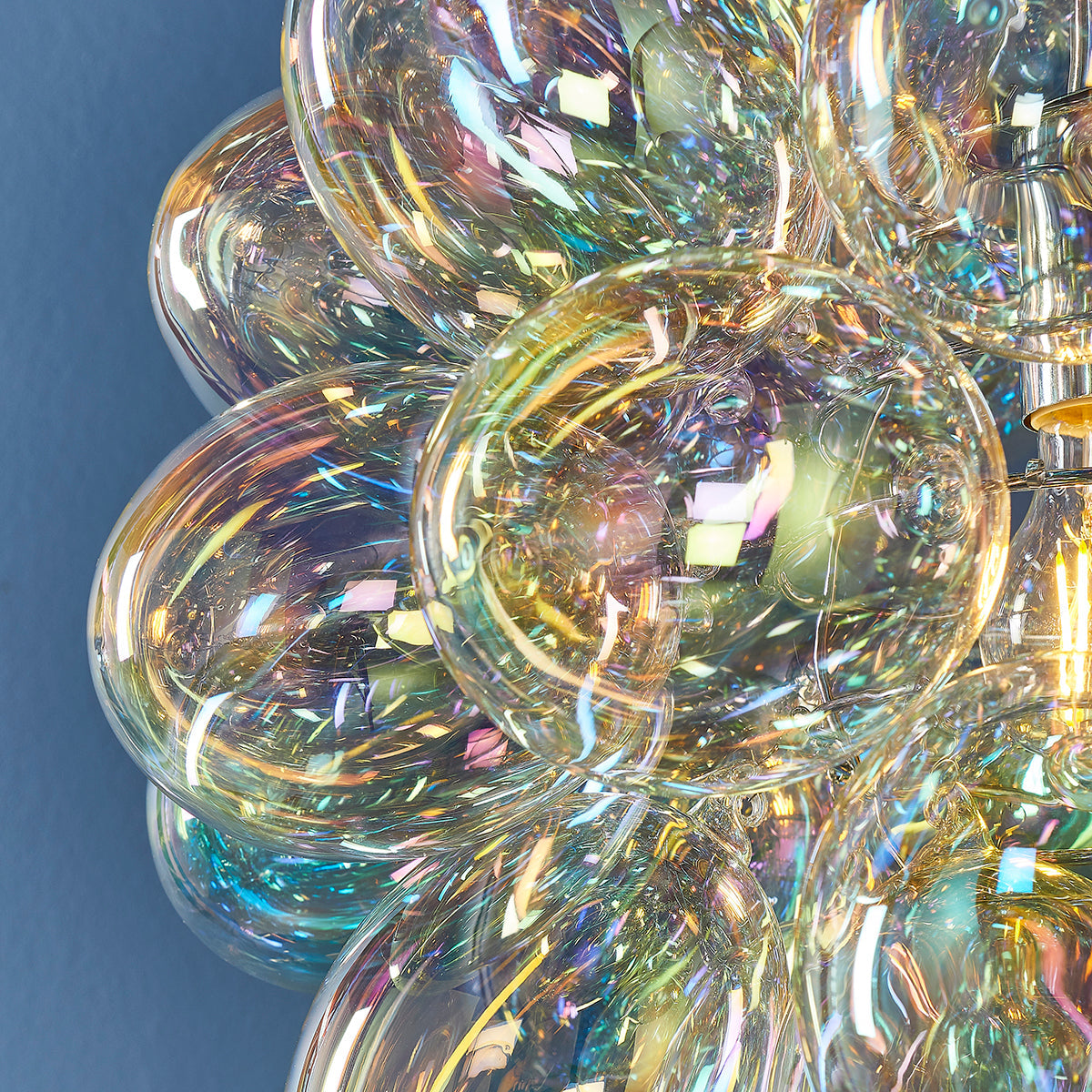 Chrome plate & iridescent glass