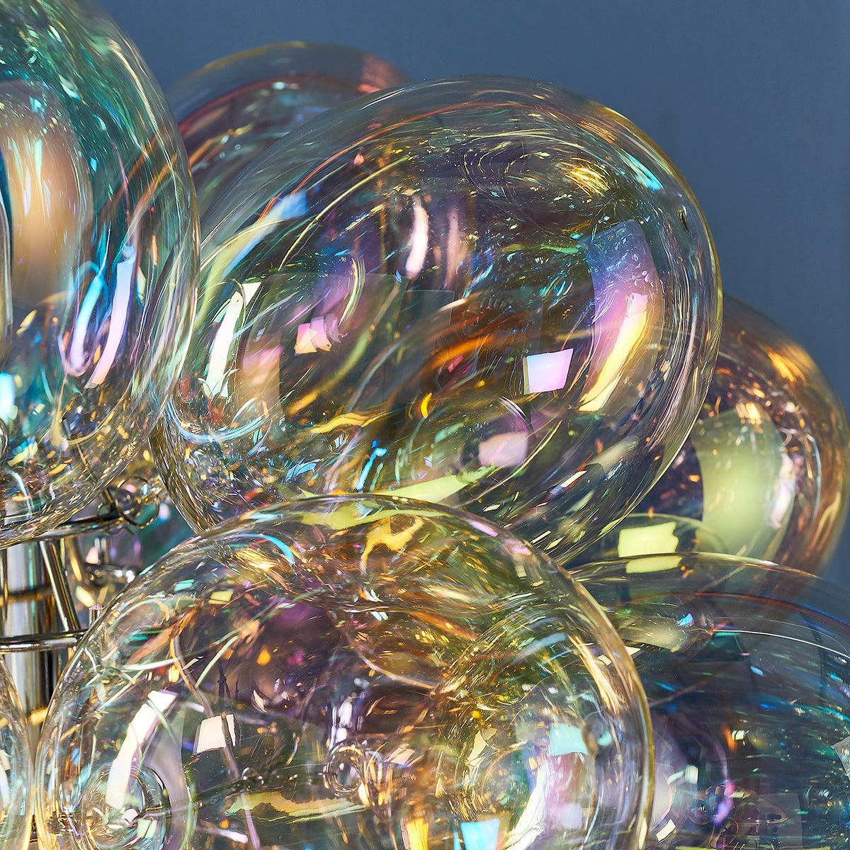 Chrome plate & iridescent glass