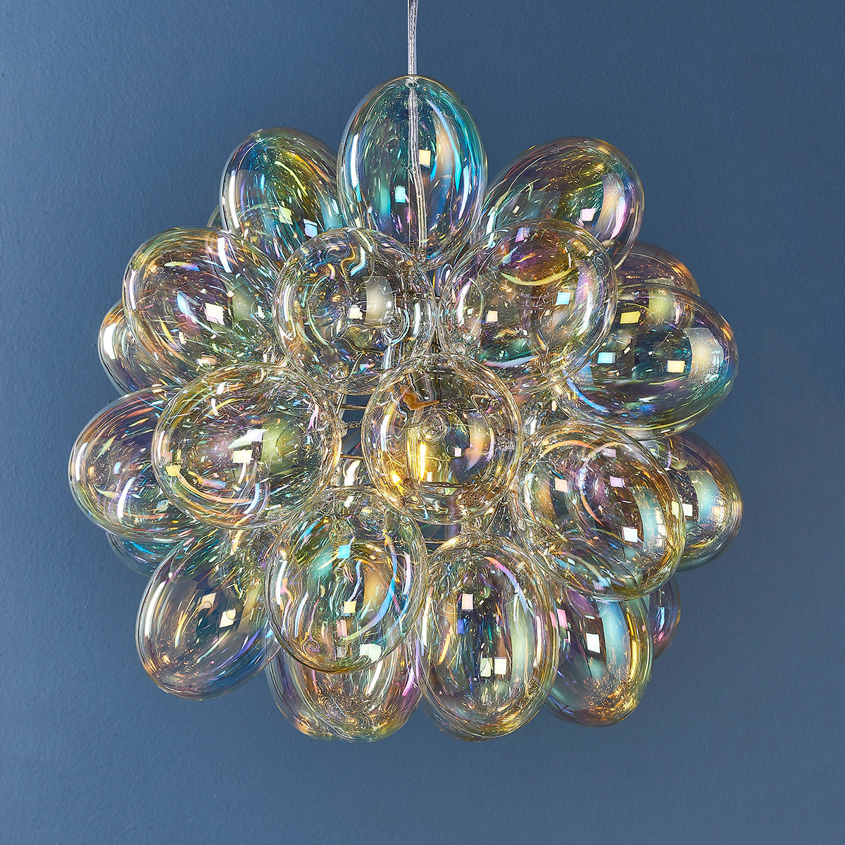 Chrome plate & iridescent glass