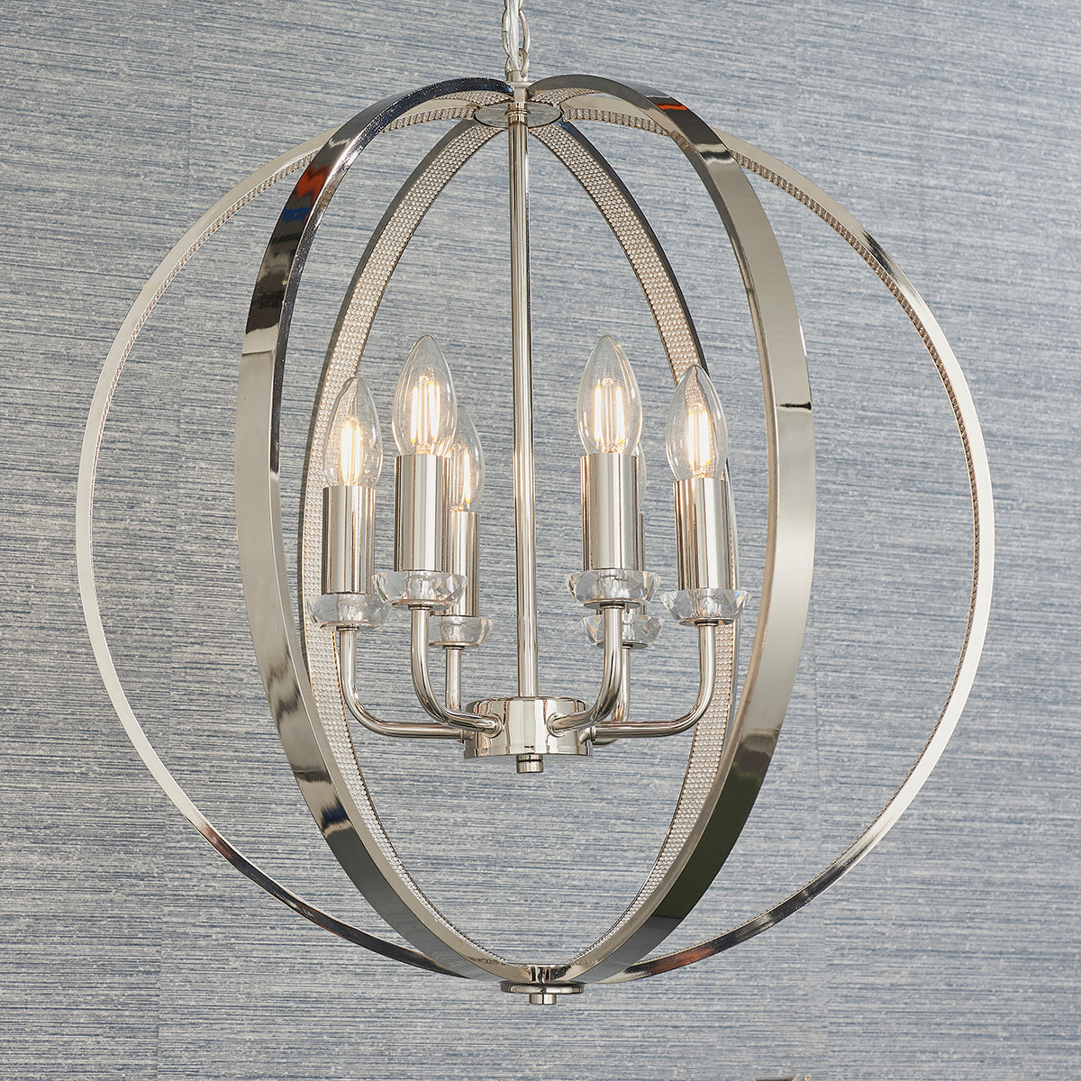Bright nickel plate with clear crystal & faceted acrylic