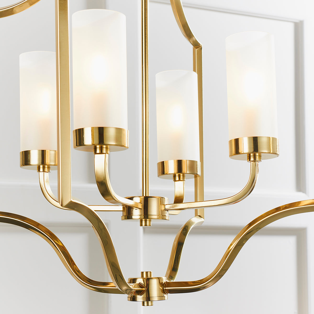 Satin brass plate & frosted glass