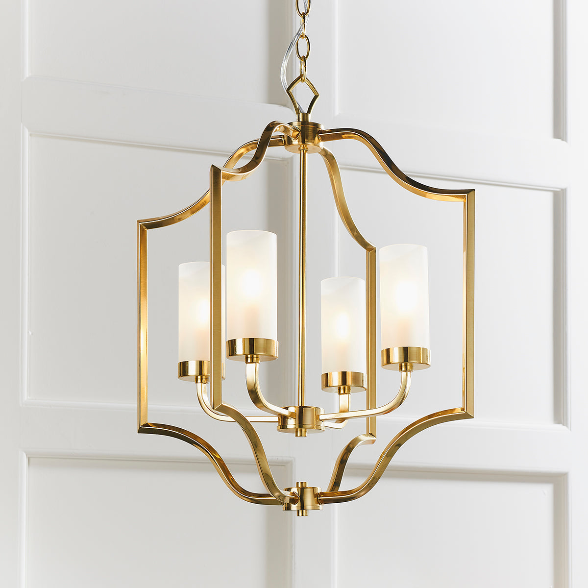 Satin brass plate & frosted glass