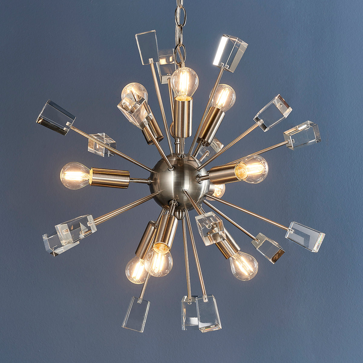 Satin nickel plate & clear crystal
