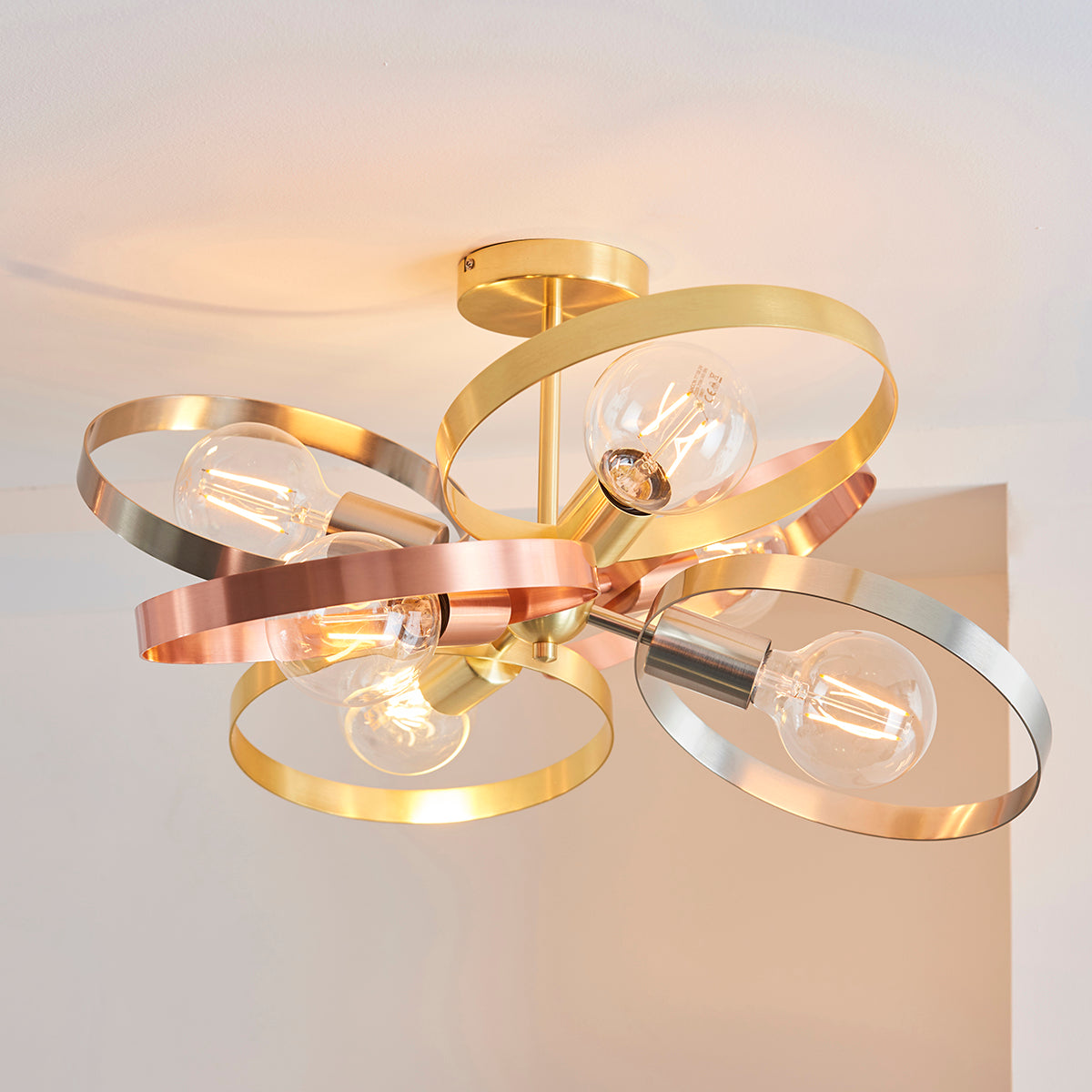 Brushed brass, nickel & copper plate