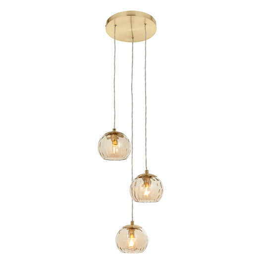 Satin brass plate & champagne lustre glass