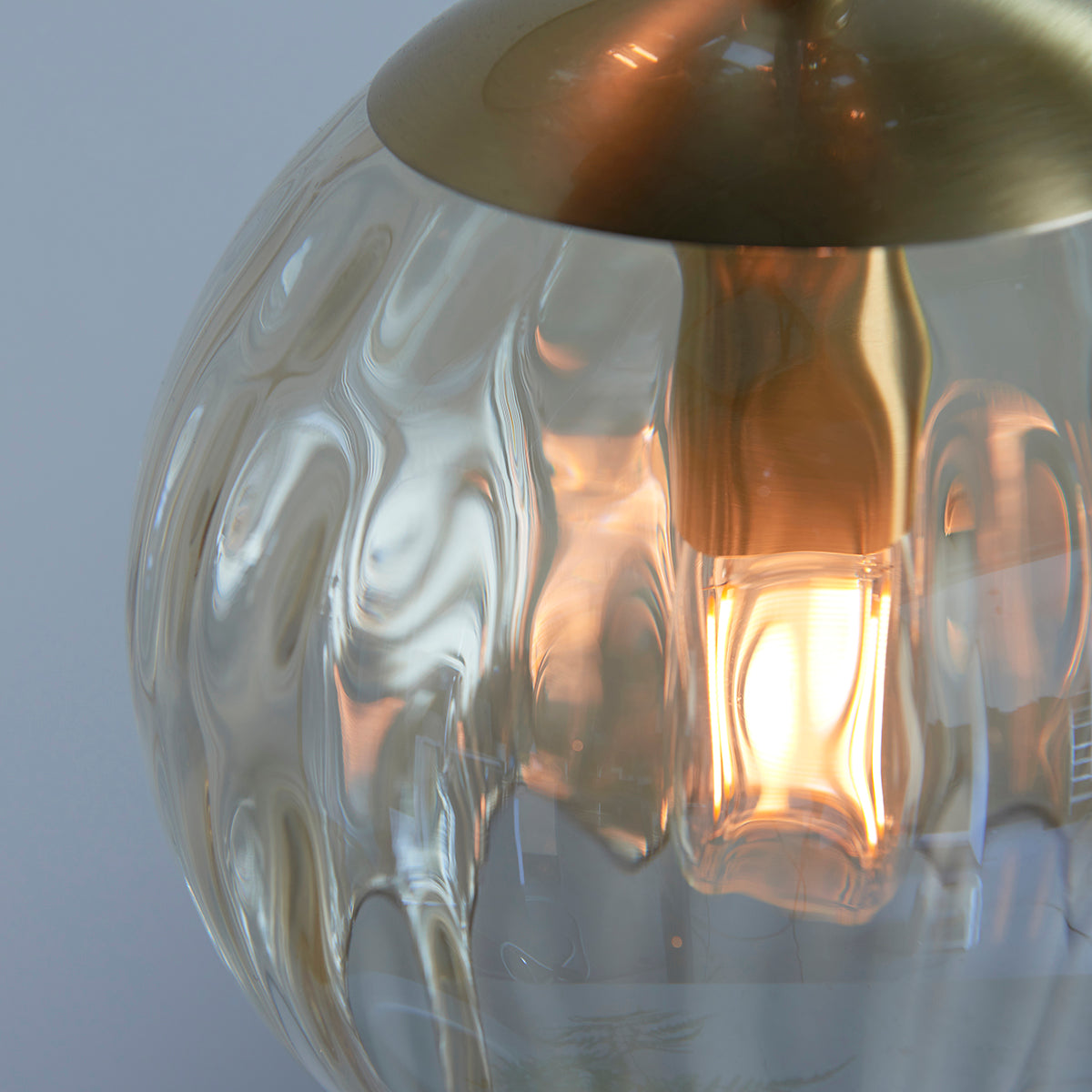Satin brass plate & champagne lustre glass