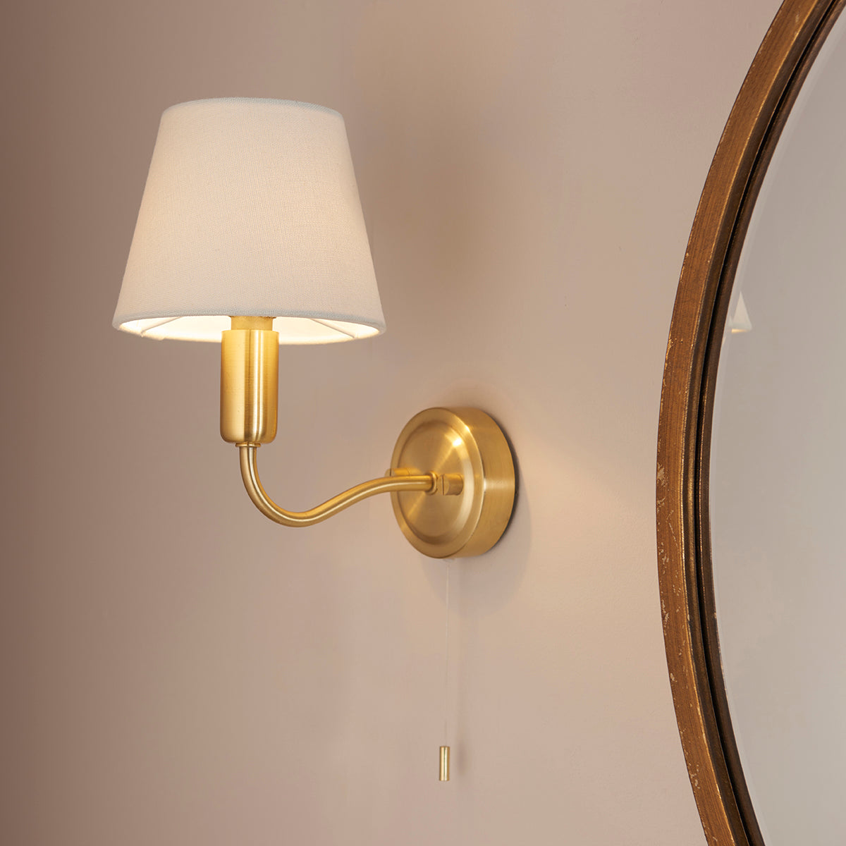 Satin brass plate & ivory linen mix fabric