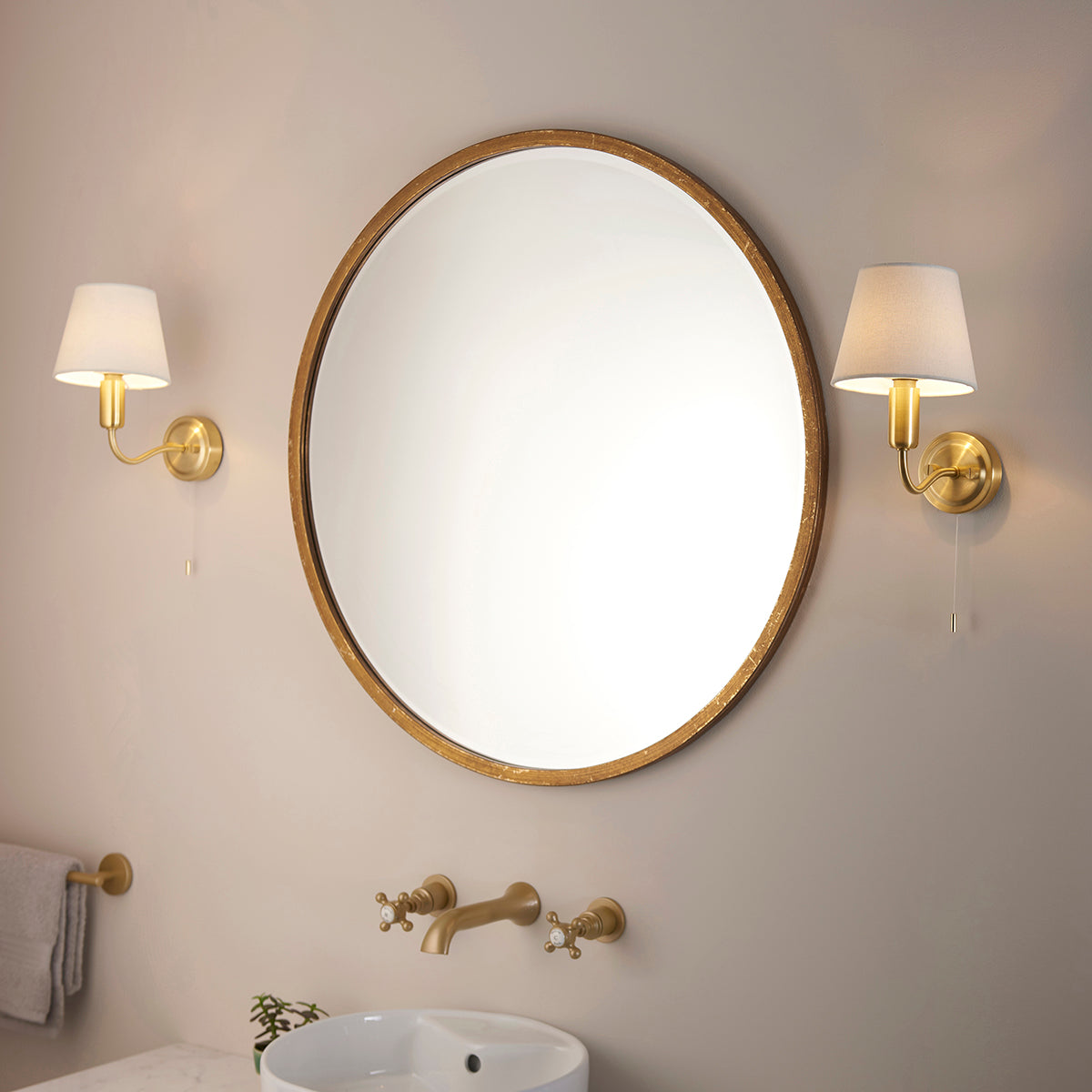 Satin brass plate & ivory linen mix fabric