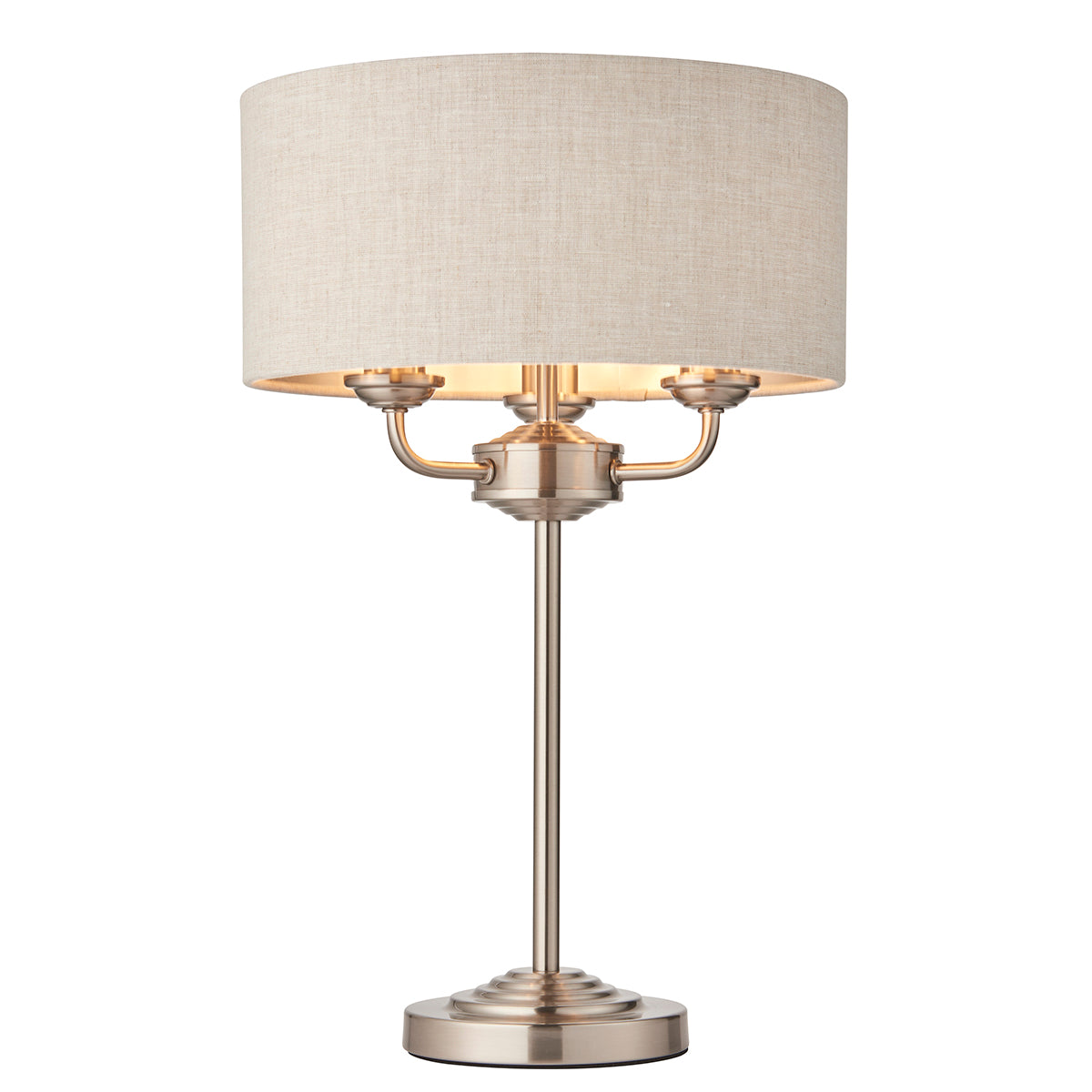 Brushed chrome plate & natural linen