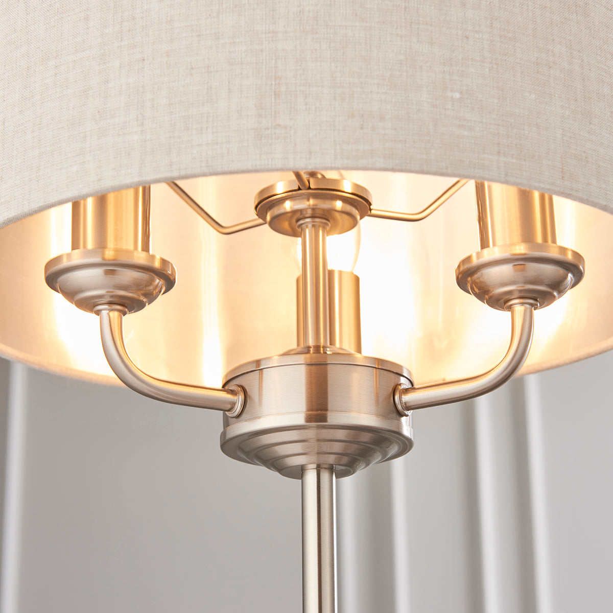 Brushed chrome plate & natural linen