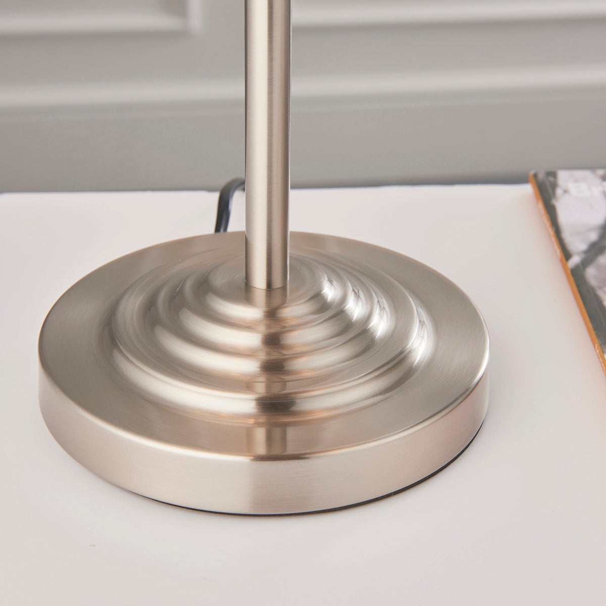 Brushed chrome plate & natural linen