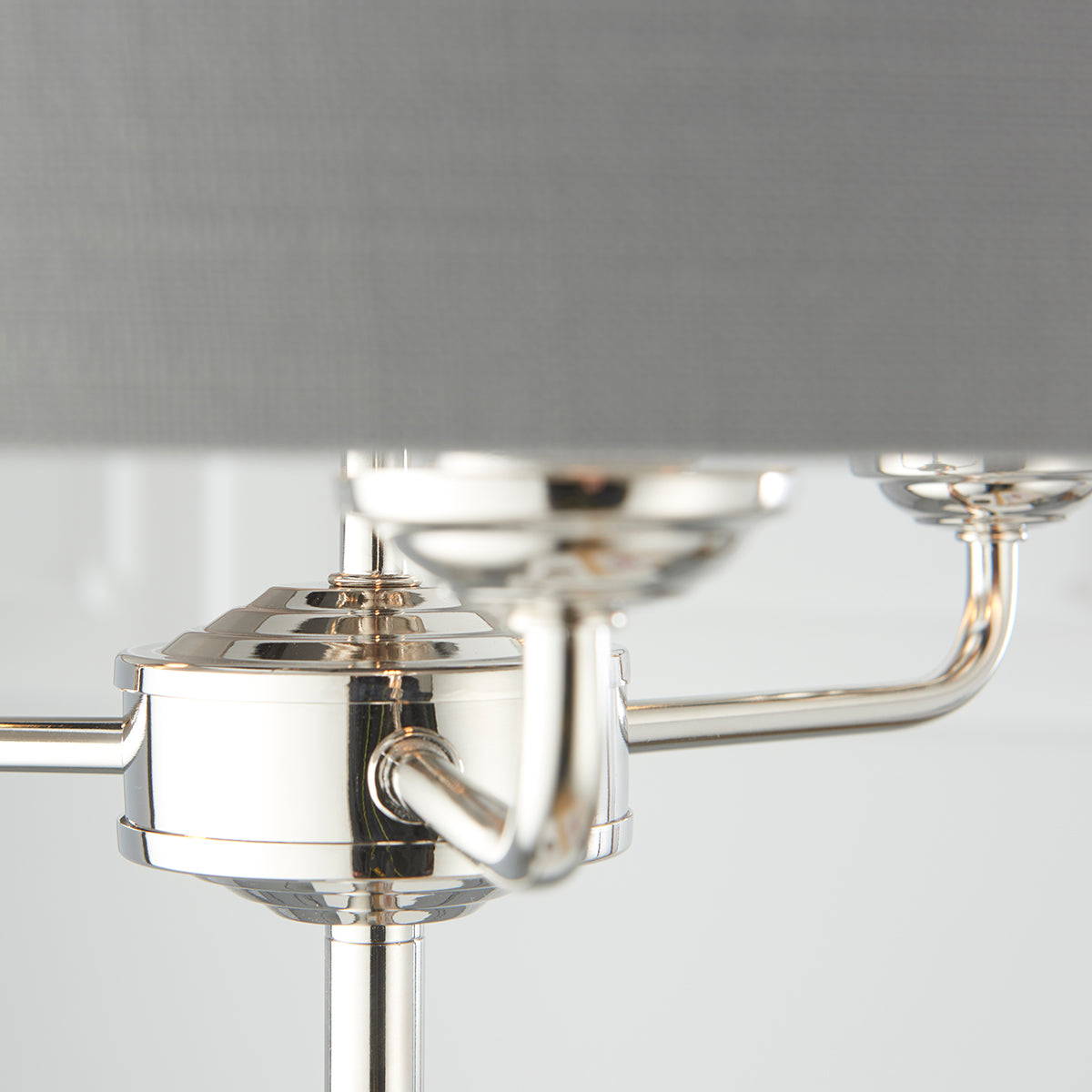 Bright nickel plate & charcoal fabric