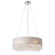 Silver grey fabric, clear glass & chrome plate