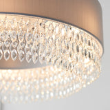 Silver grey fabric, clear glass & chrome plate