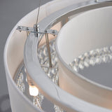 Silver grey fabric, clear glass & chrome plate