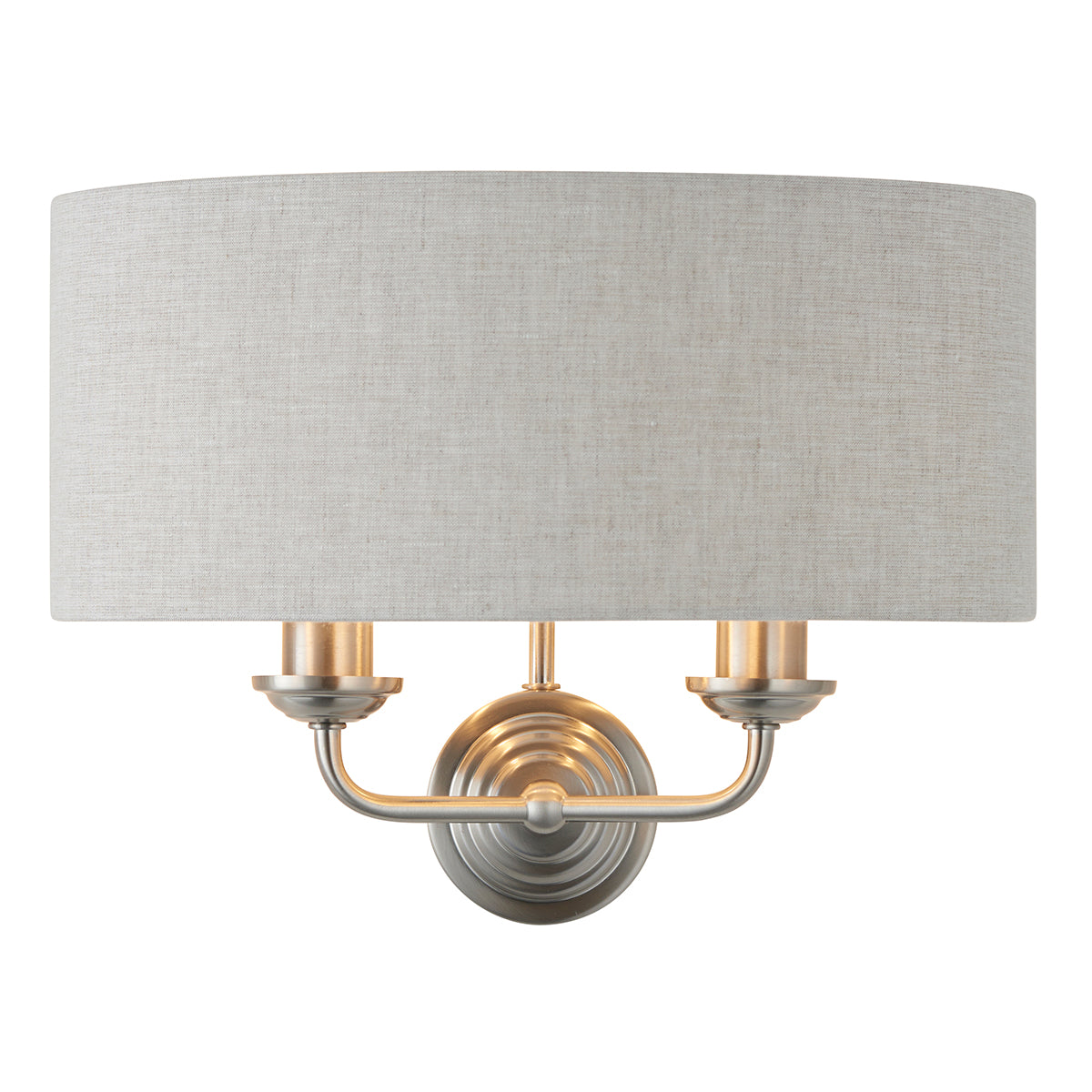 Brushed chrome plate & natural linen