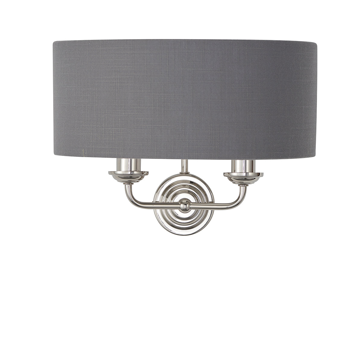 Bright nickel plate & charcoal fabric