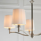Bright nickel plate & vintage white fabric
