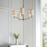 Bright nickel plate & vintage white fabric