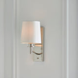 Bright nickel plate & vintage white fabric