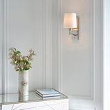 Bright nickel plate & vintage white fabric