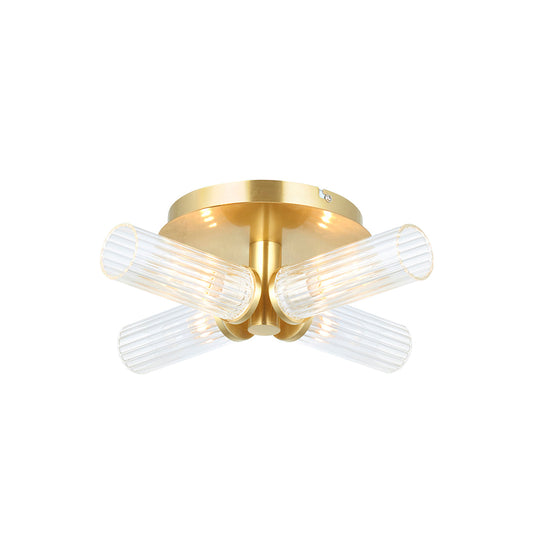 Satin brass plate & clear ribbed glass