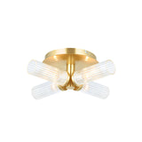 Satin brass plate & clear ribbed glass
