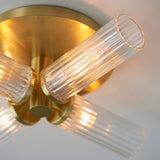 Satin brass plate & clear ribbed glass