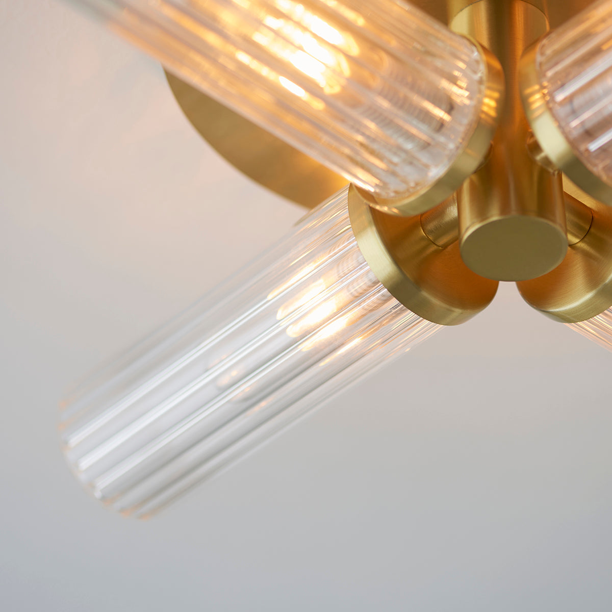 Satin brass plate & clear ribbed glass