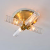 Satin brass plate & clear ribbed glass