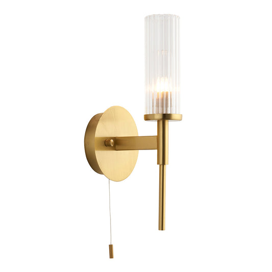 Satin brass plate & clear ribbed glass