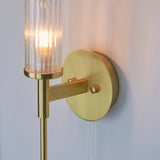 Satin brass plate & clear ribbed glass