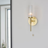 Satin brass plate & clear ribbed glass