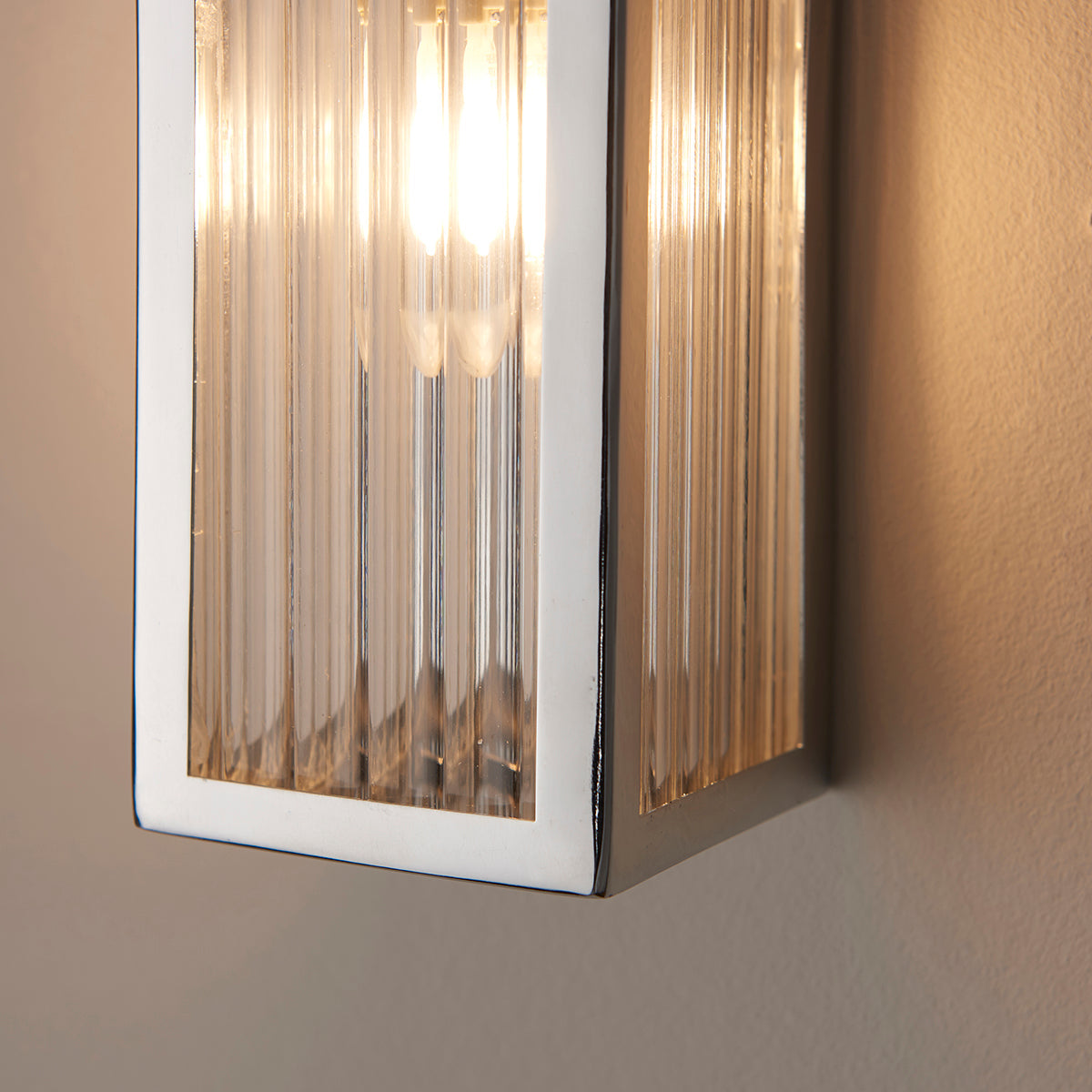 Chrome plate & clear ribbed glass