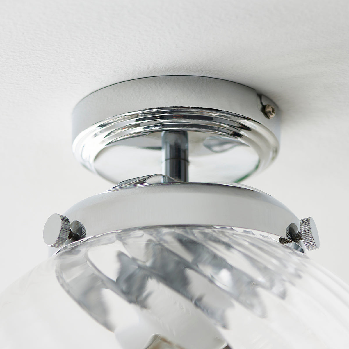 Chrome plate & clear spiral glass